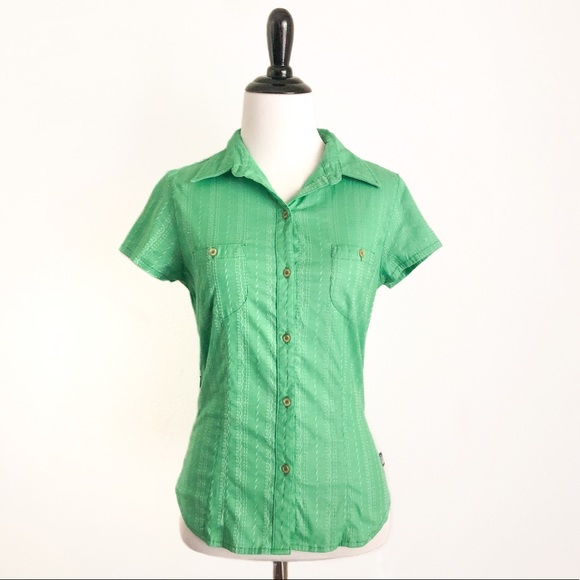 North Face Green Short Sleeve Button Up Shirt - Picture 9 of 13